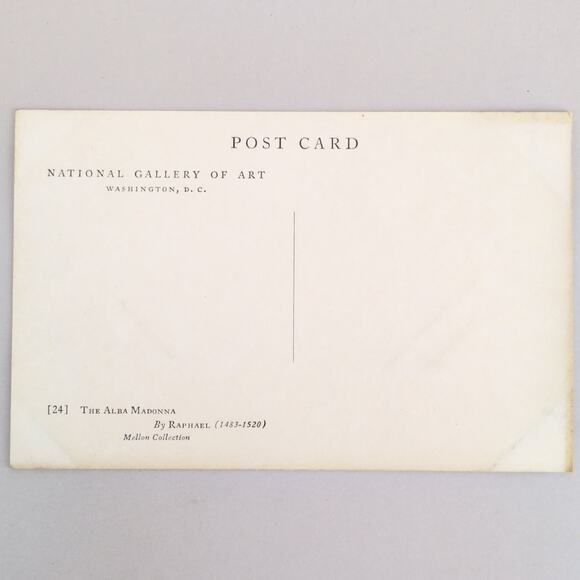 Vtg 60s National Gallery of Art Postcard The Alba Madonna, Raphael, Christ Mary - Picture 2 of 2